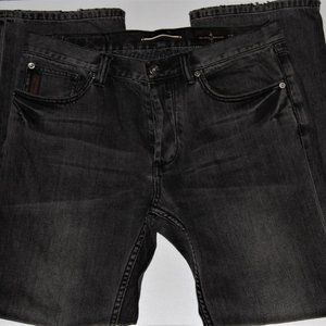 Black Brown 1826 Brushed Cotton Grey Distressed Button Down Jeans with 5 Pockets